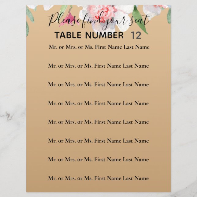 Weiße Narzissen auf Champagner-Hochzeitszeichen (Vorderseite)