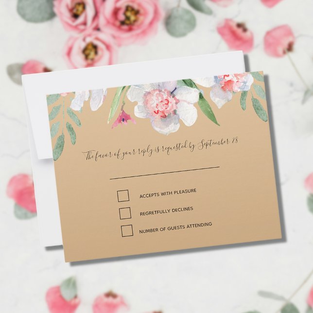 Weiße Narzissen auf Champagner-UAWG und Speisekart RSVP Karte (Von Creator hochgeladen)