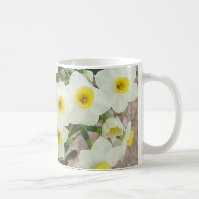 Weiße Narzissen-Blumen-Tasse Tasse (Rechts)