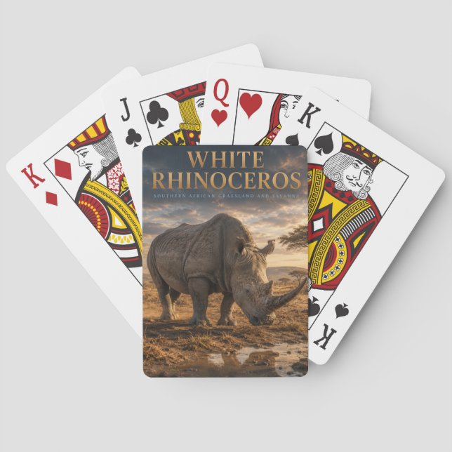 Weiße Nashorn-Savanne-TIERE Spielkarten (Rückseite)