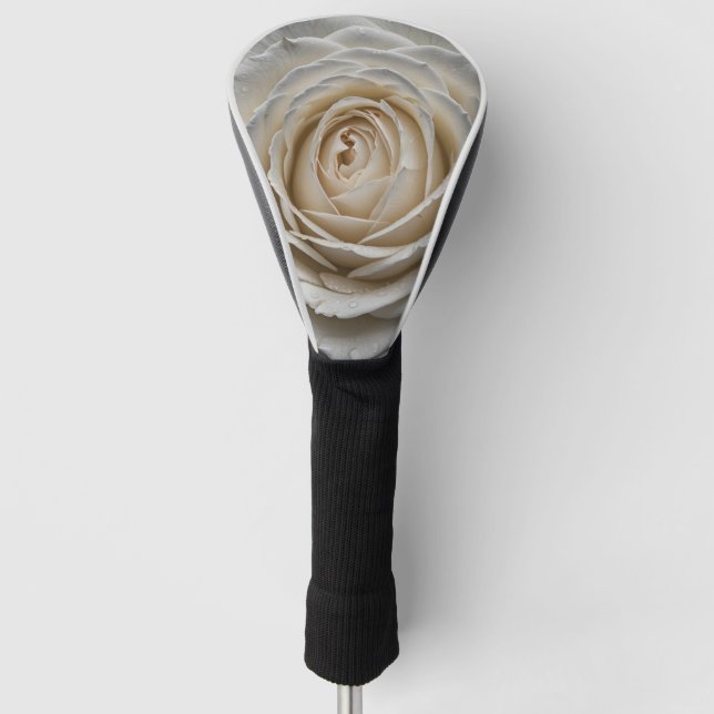 Weiße nasse Rose nahes Design Golf Headcover (Vorderseite)