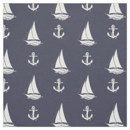 Weiße Nautikanker/weiße SegelbootSilhouette Stoff