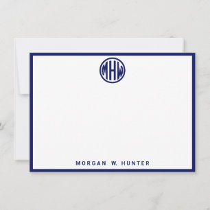 Weiße Navy-Kreis-Monogramm-Schrift DIY-Hintergrund Dankeskarte