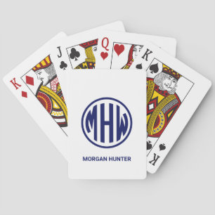 Weiße Navy-Kreis-Monogramm-Schrift DIY-Hintergrund Spielkarten