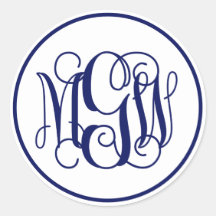 Weiße Navyblaue Reben-Schrift-Monogramm, DIY BG
