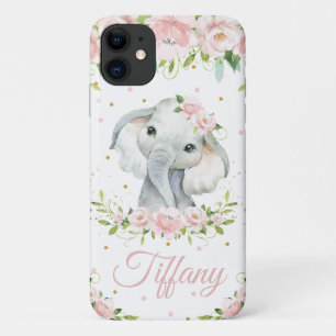 Weiße Niedliche Elefant Rosa Blütenblüte Case-Mate iPhone Hülle