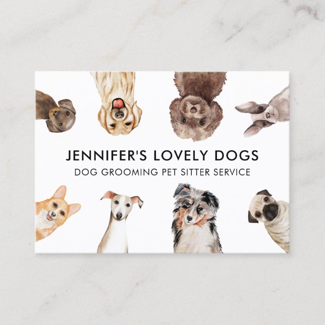 Weiße Niedliche kleine Hunde Sitzgelegenheit Visitenkarte (Vorderseite)