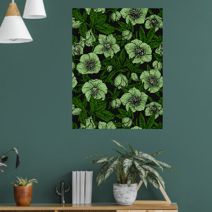 Weiße Nieswurz mit Blättern Poster