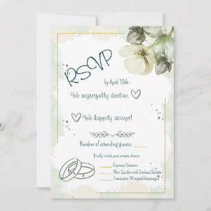Weiße Nieswurz-Wasserfarben-Blumen-RSVP-Karte Einladung