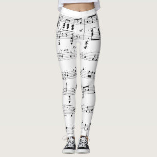 Weiße Noten Leggings