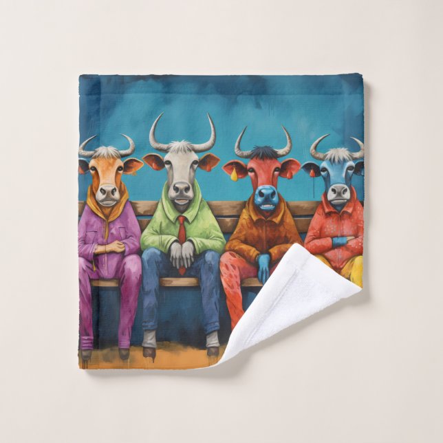 Weiße Ochsenfarm Badhandtuch Set (Waschlappen)