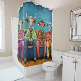 Weiße Ochsenfarm Duschvorhang