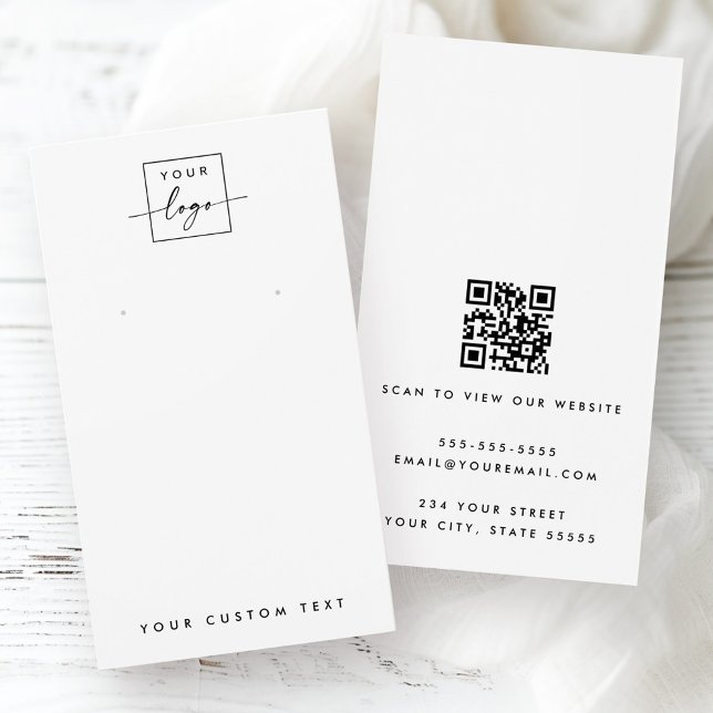 Weiße oder farbige Logo-QR-Ohrring-Grafikkarte (White or any color logo QR earring display card)