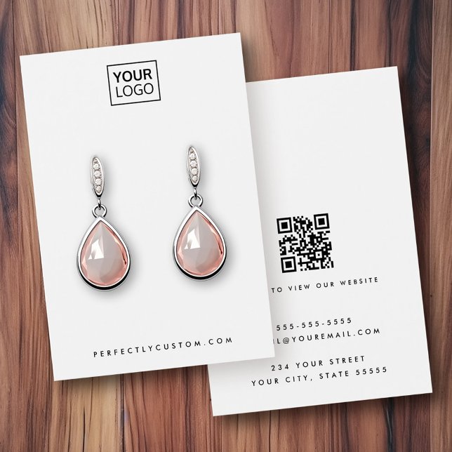 Weiße oder farbige Logo-QR-Ohrring-Grafikkarte (White or any color logo QR earring display card)
