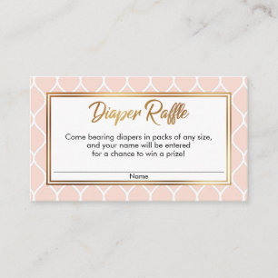Weiße Ogee- & Goldfolie, rosa Windel-Raffle-Karten Begleitkarte