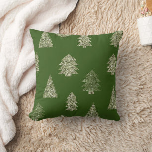 Weiße Oliven-Grüne Glitter-Weihnachtsbäume Kissen