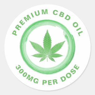 Weiße Ölmarken der CBD Runder Aufkleber