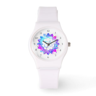 *~* Weiße Om Lotus-Blume Mandala New Age Armbanduhr