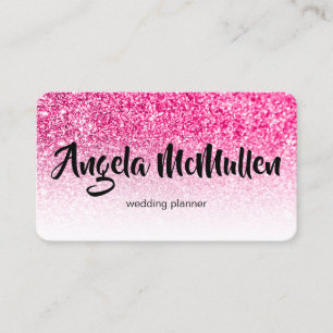 Weiße Ombre-Hot-Pink-Glitter-Bokeh-Foto Visitenkarte