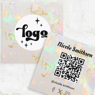 weiße Opal QR-Code quadratische Visitenkarte
