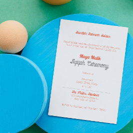 Weiße Orange Solid Color Schlicht, Aqiqah Baby Dus Einladung