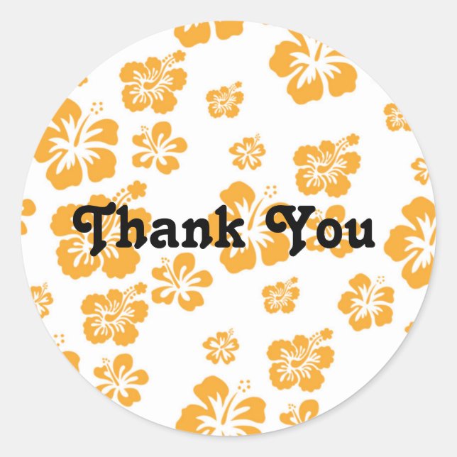 Weiße Orangen Hibiskus Blume Blumenaufkleber Party Runder Aufkleber (Vorderseite)