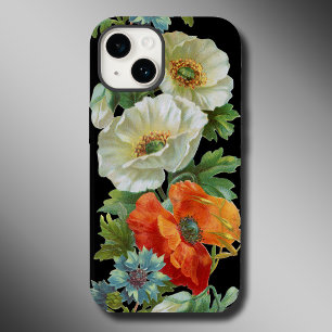 Weiße Orangen Mohnblumen Vintage Kunst iPhone Hülle
