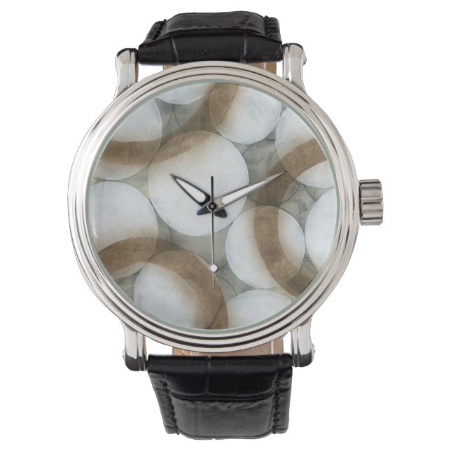 Weiße Orbs und braune Kreise Armbanduhr (Vorderseite)
