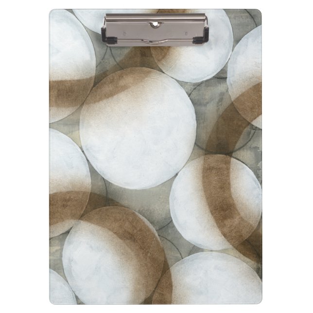 Weiße Orbs und braune Kreise Klemmbrett (Vorderseite)
