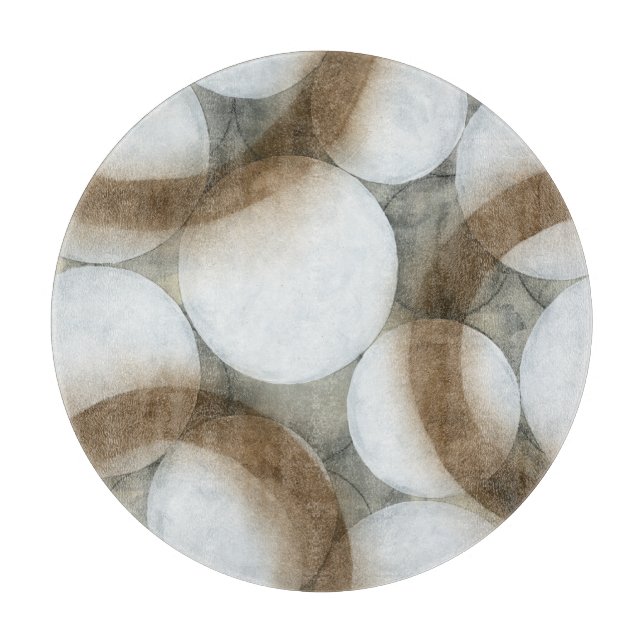 Weiße Orbs und braune Kreise Schneidebrett (Vorderseite)