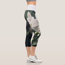 Weiße Orchidee Capri Leggings