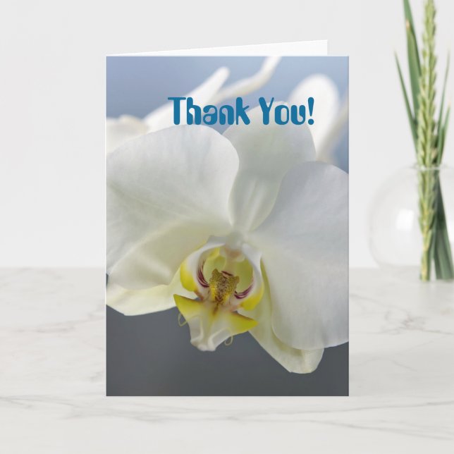 Weiße Orchidee Dankeschön Blumendesign Dankeskarte (Vorderseite)