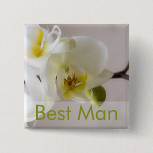Weiße Orchidee • Hochzeits-Knopf Button