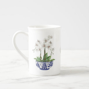 Weiße Orchidee in Chinoiserie-Schale Keramik  Prozellantasse
