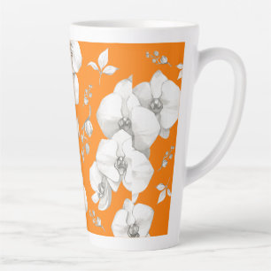 Weiße Orchidee in Orange   Milchtasse