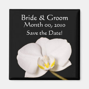 Weiße Orchidee in Schwarz Magnet