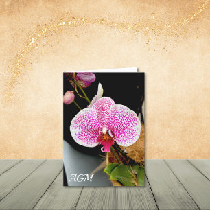 Weiße Orchidee mit rosa Fußketten, Mitteilungskart Dankeskarte