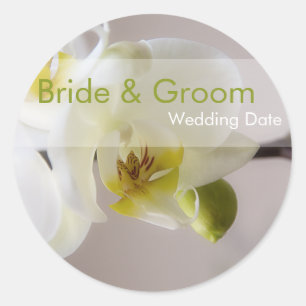 Weiße Orchidee Save the Date Aufkleber