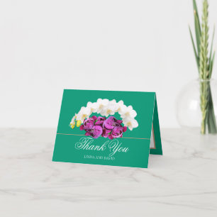 Weiße Orchidee und rosa Pfingstrose Botanical Dank Dankeskarte