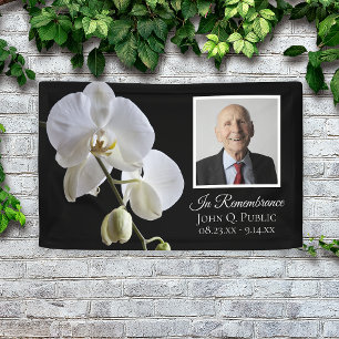 Weiße Orchidee zur Schwarzen Beerdigung des Lebens Banner