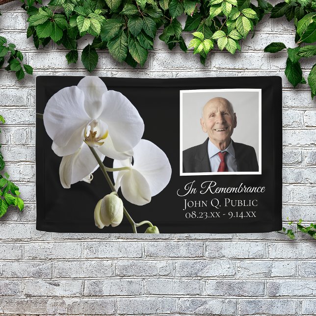 Weiße Orchidee zur Schwarzen Beerdigung des Lebens Banner (Von Creator hochgeladen)