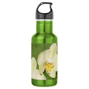 Weiße Orchideen auf grünem Hintergrund Trinkflasche