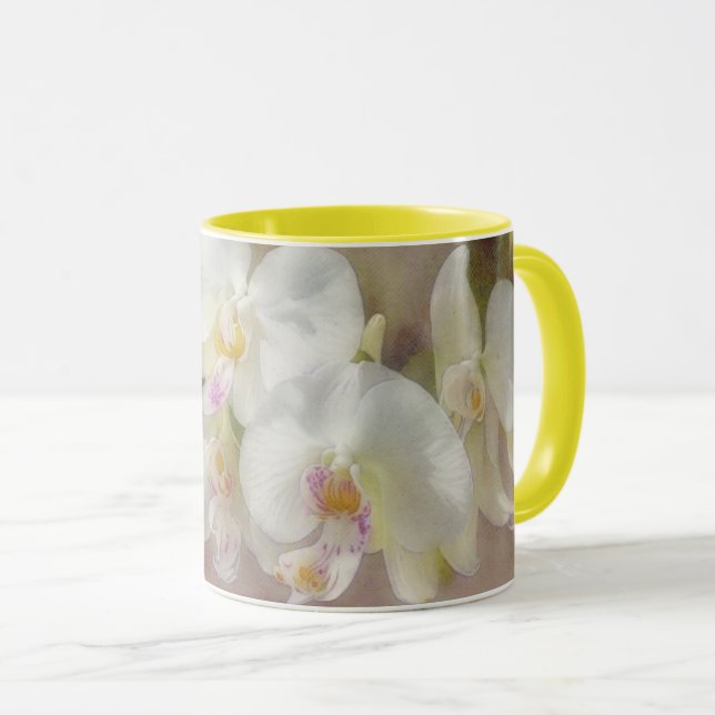 Weiße Orchideen Blume Blume Art Tasse Cup (VorderseiteRechts)