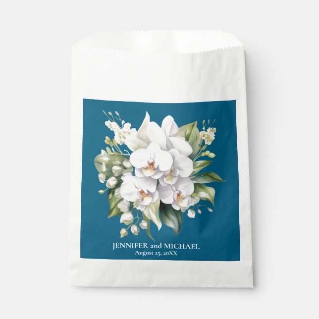 Weiße Orchideen Blume Blumenhochzeit Geschenktütchen (Vorderseite)