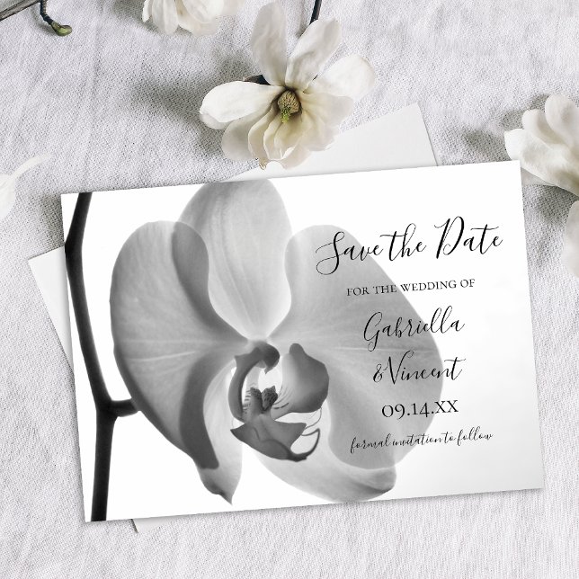 Weiße Orchideen-Blume Hochzeit Sichern Sie das Dat Save The Date (Von Creator hochgeladen)