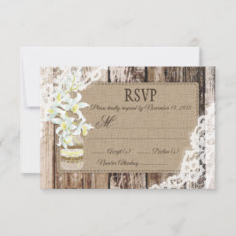 Weiße Orchideen-Blume Holzspitze RSVP-Karte RSVP Karte