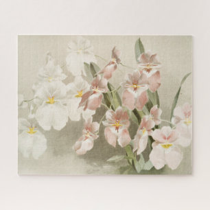 Weiße Orchideen-Blume Vintage alte Illustration Puzzle
