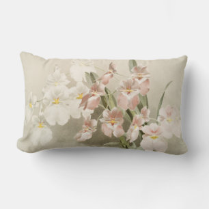 Weiße Orchideen-Blumen-Vintage-Alt-Illustration Lendenkissen