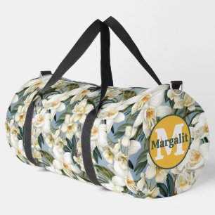 Weiße Orchideen Blumenmuster Blume Große Duffle Bag