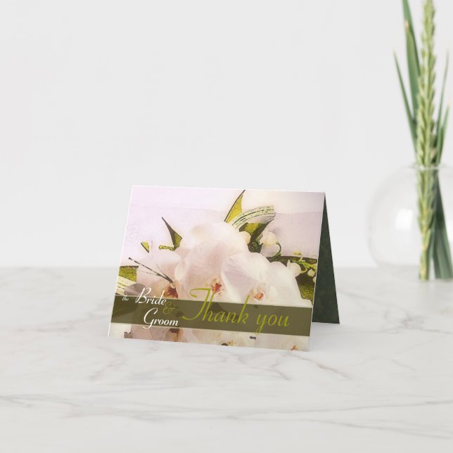 Weiße Orchideen danken Ihnen Dankeskarte (Vorderseite)